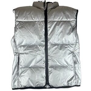 Kaelin Sport Women's Down Puffer Vest Silver Quilted Full Zip Size 8